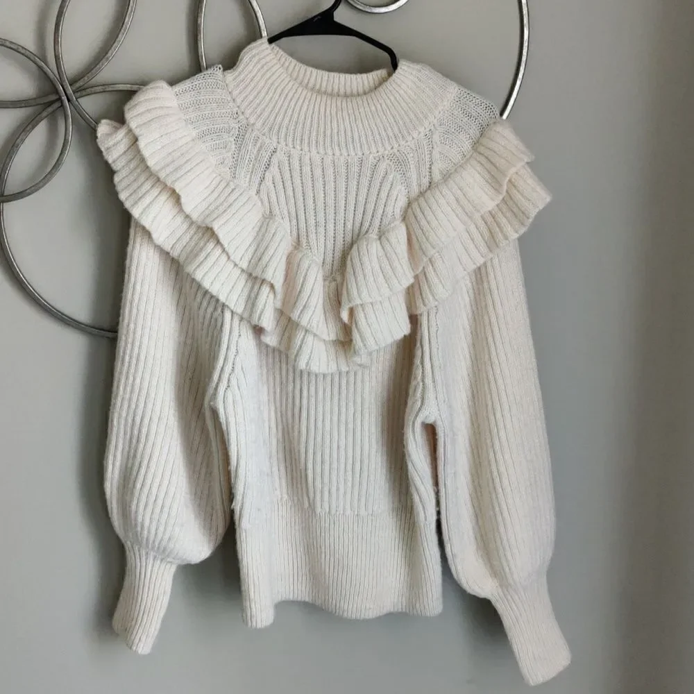 H&M balloon sleeve mock neck sweater